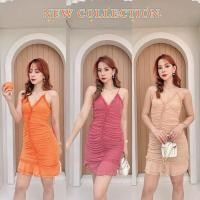 ราคา พร้อมส่งเดรสสายเดี่ยว เข้ารูปเซ็กซี่มากแต่งระบาย จับย่นข้างชุดเที่ยวกลางคืน ชุดออกงานชุดไปงานแต่งชุดคริสต์มาส (29620485185)
