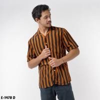 ราคา KEMEJA SANVANINA E-1478D Madison Stripes Black Orange Slim Fit Shirt (57905315123)