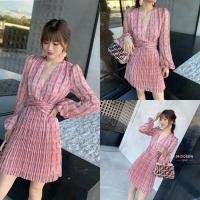 ราคา เดรสสีชมพู ผ้าไหมอิตาลี พิมพ์ลายดอก (12594548386)