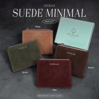 ราคา 8032 แบรนด์ CICELLE (ซี-เซล) รุ่น Suede Minimal Wallet กระเป๋าตังค์ใบสั้นหนังกลับ ✨ (55854316892)