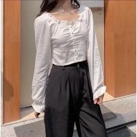 ราคา เสื้อครอปแขนยาวแต่งกระดุมหน้า ป้ายsiwashop#702 (16708455935)