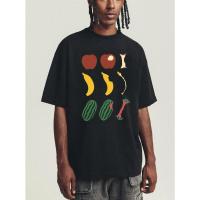 ราคา ฤดูร้อนญี่ปุ่นผลไม้เฉพาะกลุ่มพิมพ์แอปเปิ้ลกล้วยแตงโมรูปแบบพิเศษแขนสั้นผ้าฝ้ายสีดำเสื้อยืด Unisex (21981219463)