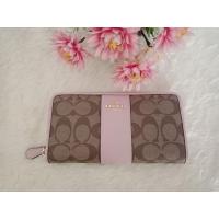 ราคา COACH F54630IM/Khaki BlossomCoach กระเป๋าเงินซิปรอบ คาดกลางหนังล้วน (5138531845)