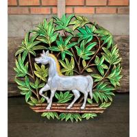 ราคา แผ่นไม้แกะสลัก แผ่นไม้ติดผนัง ทรงกลม ไม้แกะสลัก นูนต่ำ ม้าวิ่ง ไผ่ ฮวงจุ้ย เสริมมงคล ไม้จามจุรี ตกแต่งผนัง 50x50x1.5cm (23471902099)