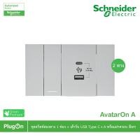 ราคา Schneider ชุดสวิตช์สองทาง 1ช่อง+เต้ารับ USB Type C+A พร้อมฝาครอบ รุ่น AvatarOn A สีเทา | PlugOn (18032313297)