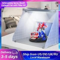 ราคา Protable Airbrush Spray Booth Exhaust Fan with Filter Kit LED Lighting for Model Coloring DIY Art S (49352987900)