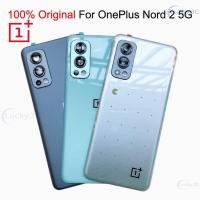 ราคา สําหรับ Nord2 ฝาครอบด้านหลังสําหรับ OnePlus Nord 2 5G One Plus ประตูหลังกระจกโลโก้ซ่อมกล้องกาว (55554095544)