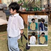 ราคา ฤดูร้อน เสื้อเชิ้ตสไตล์เกาหลีใหม่สำหรับเด็กผู้ชาย เสื้อเชิ้ตแขนสั้นเด็กผู้ชาย สีพื้น (25395460561)