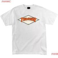 ราคา พิมพ์ลาย FHHWC New เสื้อยืดแขนสั้นพิมพ์ลาย Thrasher Magazine สีขาว discount (24006357092)