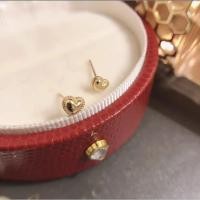 ราคา . -14K gold Vintage dot heart Stud.[Silver925] ต่างหูเงินแท้ชุบทอง14K (15024023696)