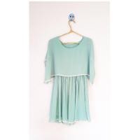 ราคา เดรสสั้น สีเขียว ผ้าชีฟอง ใส่สบาย (6626120346)