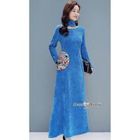 ราคา เสื้อผ้าแฟชั่นสไตล์เกาหลี ชุดเดรสยาว Dress ชุดเดรสสวยเพรียวสุดชิค Size M L สีฟ้าพร้อมส่ง สวยเหมือนแบบ (1657743322)