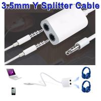 ราคา สายแยกหูฟัง 1 ออก 2 ขนาด 3.5 มม. 1PC 3.5mm White Double Earphone Headphone Y Splitter Cable Cord Adapter Jack Plug Audio (5217532786)