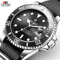 ราคา Tevise หน้าปัดสีดํา Mens นาฬิกานาฬิกากลไกอัตโนมัติสายผ้าใบ Luminous กันน้ําวันที่นาฬิกาข้อมือชาย (28374157326)