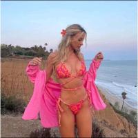 ราคา ชุดว่ายน้ำ บิกินี่ บิกินี่ลายดอกไม้สีชมพู บิกินี่ บิกินี่สายฝอ y2k พร้อมส่ง (13425744987)