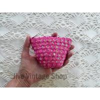 ราคา กระเป๋า handmade สานวัสดุธรรมชาติ ใบเล็ก ทรงพัด สีชมพู แต่งด้วยเลื่อมและลุกปัด ปากซิป ทรงแข็ง มือสอง สภาพดีตู้ญี่ปุ่น (27504122640)