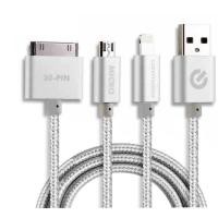 ราคา Grenosis Charging Cable 1 out 3 (Micro USB Smart+Lightning+30pin)(สี Silver) (670730173)