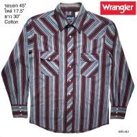 ราคา มือ2Wrangler กระดุมมุก ลายทางสีเลือดหมู-เทา (18334740192)