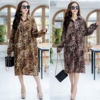 ราคา Dress bigsize leopard1 เดรสเชิ้ตคอปกแขนยาวลายเสือ งานกระดุมเรียงหน้า ปลดกระดุมใส่เป็นเสื้อคลุมได้ เนื้อผ้าวูลพีชใส่สบาย (5405132439)