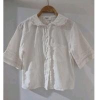 ราคา CELINEเสื้อคอปกลูกไม้สีขาวกระดุมหน้าอก39ยาว20.5(งานมือสอง) (21786827236)