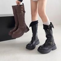 ราคา รองเท้าแฟชั่นแบบอัศวิน Retro กึ่งบูทหนานุ่ม สไตล์คล้องใจทุกโอกาส สำหรับฤดูใบไม้ร่วงและฤดูหนาว (42823680351)