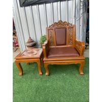 ราคา เก้าอี้ไม้สัก เก้าอี้ลิเบียไม้สักแกะสลัก เบาะหนังสวยงาม (26577333110)