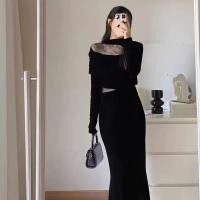 ราคา เดรสสีดำ เดรสยาว ชุดเดรสกระโปรงยาว ดํา เกาหลี ผู้หญิง ออกงาน ออกงาน เซ๊กซี่ แฟชั่น เดรสน่ารัก ชุดราตรี (28630272470)