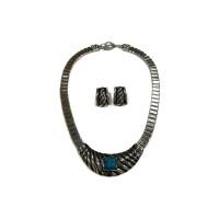 ราคา TANITTgems Antique Turquoise Tibet Silver Necklace Set (216726468)