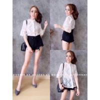 ราคา เสื้อลูกไม้คอจีน (208346211)