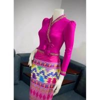 ราคา ชุดไตยพิมพ์ลาย สีชมพูบานเย็น (29407720696)