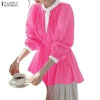 ราคา เสื้อเบลาส์แขนยาวลูกไม้สไตล์เกาหลีสำหรับผู้หญิง (54605433776)