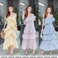 ราคา เดรสสายเดี่ยวตัวยาว แต่งระบายชั้นๆ สลับทูโทน (6031649150)