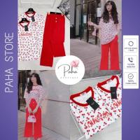 ราคา เซทเสื้อเชอรี่ผสมกางเกงแดงขอบเอวติดกระดุมแต่งระบายน่ารักๆ-ร้านปาหะ (25077981859)
