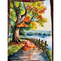 ราคา ภาพวาดวิวธรรมชาติ ภาพน้ำตก ภูเขา ภาพวาดสีน้ำ ขนาดA3/29.7x42cm กระดาษร้อยปอนด์ นำไปใส่กรอบตกแต่งให้สวยงาม (51500453830)