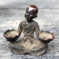 ราคา Antique Solid Wrist Splint Lotus Little Monk Decoration Buddha Lamp Children Candlestick Backflow I (53604147132)