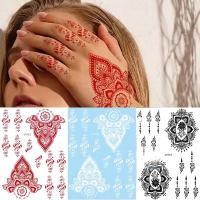 ราคา สติกเกอร์รอยสักชั่วคราว กันน้ํา ลายดอกไม้ Mandala Mehndi สีแดง สีขาว สําหรับผู้หญิง งานแต่งงาน งานเทศกาล (22970009862)