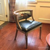 ราคา หนังกาแฟประเทศพักผ่อนอเมริกันสไตล์ยุโรปหนังสือโบราณผ้าไม้เนื้อแข็งเก่าเก้าอี้รับประทานอาหารเก้าอี้รับประทานอาหารย้อนยุครอบเก้าอี้เลียนแบบ สบ4ม (50405640587)