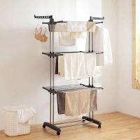 ราคา ราวตากผ้า 3ชั้น แบบคอนโด ราวพับได้ Clothes line ราวตากผ้าคอนโด **รุ่นใหม่** ราวตากผ้าสแตนเลส ราวแขวนจัดเก็บเสื้อผ้า (8445086040)
