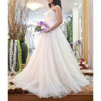 ราคา C043 ชุดเจ้าสาว ชุดแต่งงาน ชุดถ่ายพรี Size S-M (อก 30-35 เอว25-30) สานหลัง+ซิป มือสองสภาพดี (8571871131)