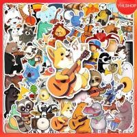 ราคา ส่งจากไทย 50แผ่น สัตว์เล่นเครื่องดนตรี การ์ตูน วงดนตรี Concert music guitar drum Animal Sitcker (43715428233)