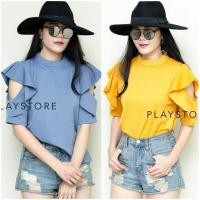 ราคา เสื้อแขนสั้น ยาวถึงศอก แต่งเว้าระบายช่วงแขน ซิปหลังผ้าพรีเมี่ยมยืดได้มีน้ำหนัก ป้ายmirrorsister เสื้อทำงาน เสื้อออกงาน (12039721839)