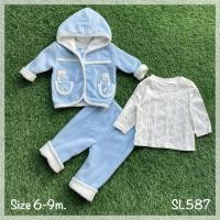 ราคา ชุดเซ็ตกันหนาว 3 ชิ้น สำหรับเด็ก 6-9 เดือน เสื้อ เสื้อคลุม กางเกง SL587 (26381243579)