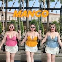 ราคา Mango เสื้อคล้องคอผ้าย่นสาวอวบ อก 38-44 (24327348629)