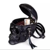 ราคา กระเป๋าหัวกะโหลก รุ่นใหม่!! สไตล์พั้งค์ แฟชั่นโกธิค สายดาร์ก Halloween แฟชั่นฮาโลวีน หัวกะโหลกสีด (27867510059)