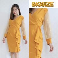 ราคา เดรสสาวอวบสีเหลืองราคาถูก ชุดสาวอวบอ้วน ชุดสาวอวบไปงาน ชุดแซกสาวอวบอก44 46 48 42t1 (19341348959)