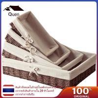 ราคา Queen Rustic หวายผลไม้ขนมปังตะกร้าเก็บ Vintage Faux หวายทอถังสี่เหลี่ยมหวาน Bowknot Farmhouse Desktop (44377703509)