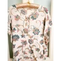 ราคา เสื้อสีเบจลายดอกคอปาดผ้าฝ้าย แขนค้างคาว (1334592648)