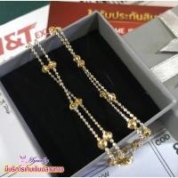 ราคา TH0133 สร้อยคอเงินแท้ 2 กษัตริย์ บอลตัดลายสลับเม็ดมะยมตัดลาย (1617357141)