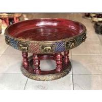 ราคา พานไม้ ขันโตก12 ราศี 22 นิ้ว มหามงคล ดำแดง เดินเส้นประดับกระจกสี พาน พานโตก ลายไทย ทำแบบทองเก่าโบราณ (9689115714)