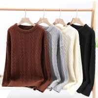 ราคา เสื้อกันหนาวผู้ชายแฟชั่นญี่ปุ่นสีบริสุทธิ์เรียบง่าย Unisex ลมทอดแป้งบิดถักเสื้อกันหนาว (50602002556)